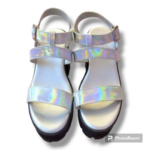 Dolls Kill holographic sandals